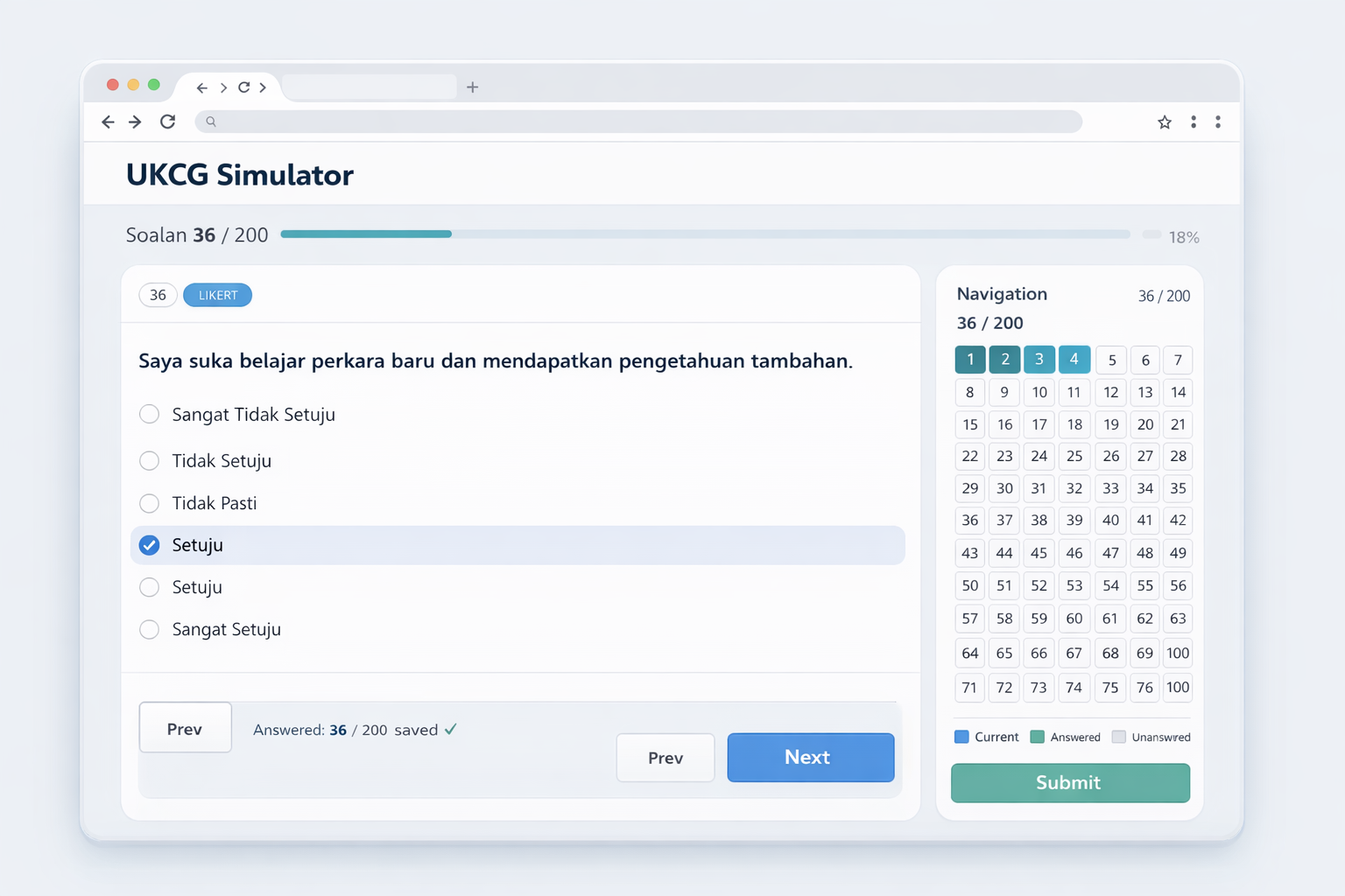 Preview interface UKCG Simulator